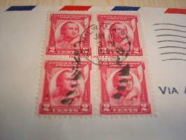 Kenraali Pulaski 1931 USA ensipäiväkuori FDC neljällä postimerkillä
