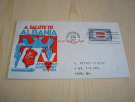 WWII, Overrun Country 1943 USA ensipäiväkuori FDC 2. maailmansota miehitetyt valtiot: Albania