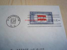 WWII, Overrun Country 1943 USA ensipäiväkuori FDC 2. maailmansota miehitetyt valtiot: Albania