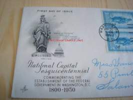 National Capital Washington 1950 USA ensipäiväkuori FDC neljällä postimerkillä, Statue of Freedom