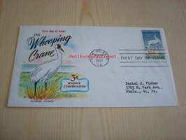 Conservation series Whooping Crane 1957 USA ensipäiväkuori FDC