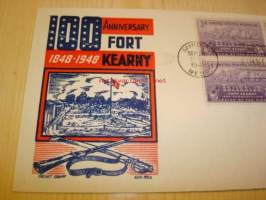 100th Anniversary Fort Kearny 1848-1948 USA ensipäiväkuori neljällä postimerkillä