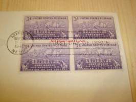 100th Anniversary Fort Kearny 1848-1948 USA ensipäiväkuori neljällä postimerkillä