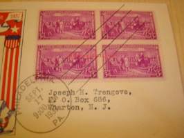 U.S. Constitution 1937 USA ensipäiväkuori neljällä postimerkillä
