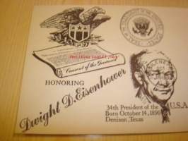 Presidentti Dwight D. Eisenhower 1969 USA ensipäiväkuori harvinaisempi versio