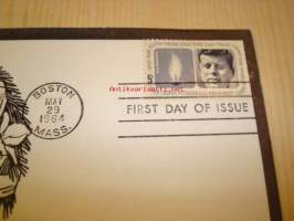 Presidentti John F. Kennedy 1964 USA ensipäiväkuori
