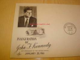 Presidentti John F. Kennedy Inauguration 1961 USA ensipäiväkuori
