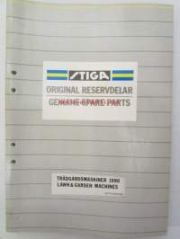 Stiga Genuine Spare Parts / Original reservdelar Trädgårdmaskiner Lawn &amp; Garden Machines 1990 - Ruohonleikkuri varaosaluettelo, katso tarkemmat mallit kuvista