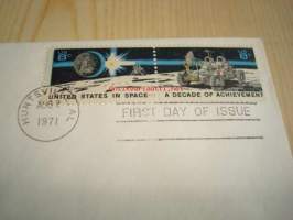 United States Space Achievements 1971 USA ensipäiväkuori FDC kahdella postimerkillä
