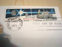 NASA Manned Spacecraft Center Stamp Club 1971 USA ensipäiväkuori FDC kahdella postimerkillä