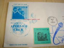 Apollo 8 Crew NASA Local Post 1969 USA ensipäiväkuori FDC harvinaisempi versio