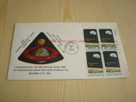 Apollo 8 1969 USA ensipäiväkuori FDC neljällä postimerkillä
