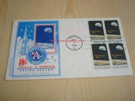 Apollo 8 Mission 1969 USA ensipäiväkuori FDC neljällä postimerkillä