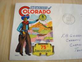 Colorado Statehood 1876-1951 USA ensipäiväkuori FDC Cowboy