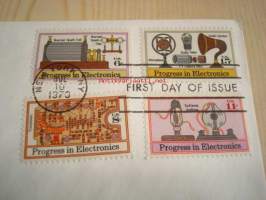 Progress in Electronics 1973 USA ensipäiväkuori FDC neljällä erilaisella postimerkillä