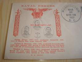 Naval Heroes Dewey, Sampson ja Schley 1937 USA ensipäiväkuori FDC