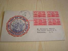 Navy Commemorative Stamps 1937 USA ensipäiväkuori FDC neljällä postimerkillä