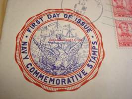 Navy Commemorative Stamps 1937 USA ensipäiväkuori FDC neljällä postimerkillä