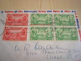 Heroes of the American Army and Navy 1937 USA ensipäiväkuori FDC kuudella postimerkillä