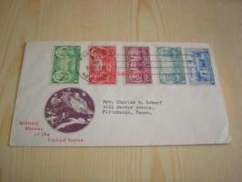 Military Heroes of the United States 1937 USA ensipäiväkuori FDC viidellä erilaisella postimerkillä
