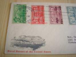 Naval Heroes of the United States 1937 USA ensipäiväkuori FDC viidellä erilaisella postimerkillä