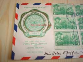 John Paul Jones ja John Barry Naval Heroes 1936 USA ensipäiväkuori FDC kuudella postimerkillä