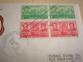 Thomas MacDonough ja Stephen Decatur Navy Heroes 1937 USA ensipäiväkuori FDC neljällä postimerkillä