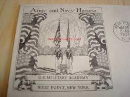 U.S. Military Academy, West Point, New York 1937 USA ensipäiväkuori FDC harvinaisempi versio