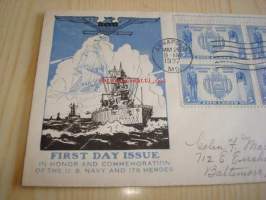 U.S. Naval Academy, Annapolis, 1937 USA ensipäiväkuori FDC neljällä postimerkillä