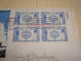 U.S. Naval Academy, Annapolis, 1937 USA ensipäiväkuori FDC neljällä postimerkillä