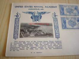 U.S. Naval Academy, Annapolis, 1937 USA ensipäiväkuori FDC neljällä postimerkillä