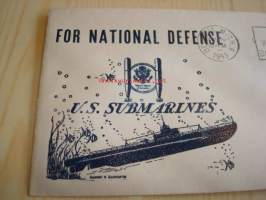 For National Defence U.S. Submarines 1943 USA ensipäiväkuori FDC sukellusvene, 2. maailmansota, WWII, kuva on kohokuvio