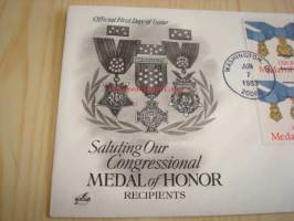 Medal of Honor 1983 USA ensipäiväkuori FDC neljällä postimerkillä, 2. maailmansota