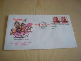 American Indian intiaanipäällikkö Gracy Horse 1982 USA ensipäiväkuori FDC American Postal Arts Society Limited Edition, kahdella postimerkillä