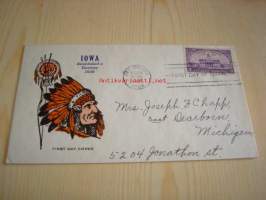 American Indian Iowa Territory 1838-1938 USA ensipäiväkuori FDC