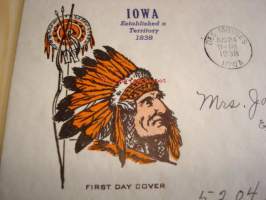 American Indian Iowa Territory 1838-1938 USA ensipäiväkuori FDC