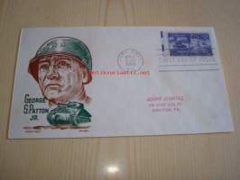 Kenraali George Patton 1953 USA ensipäiväkuori FDC WWII, 2. maailmansota