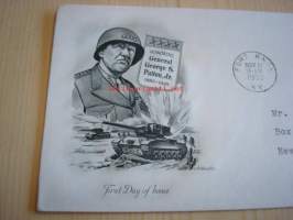 Kenraali George Patton 1953 USA ensipäiväkuori FDC WWII, 2. maailmansota