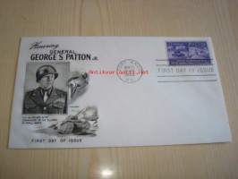 Kenraali George Patton 1953 USA ensipäiväkuori FDC WWII, 2. maailmansota