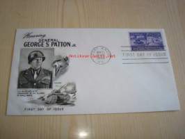 Kenraali George Patton 1953 USA ensipäiväkuori FDC WWII, 2. maailmansota