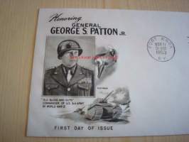 Kenraali George Patton 1953 USA ensipäiväkuori FDC WWII, 2. maailmansota