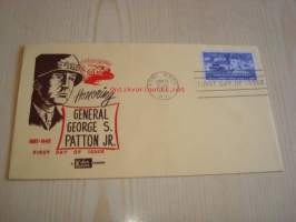 Kenraali George Patton 1953 USA ensipäiväkuori FDC WWII, 2. maailmansota