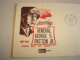 Kenraali George Patton 1953 USA ensipäiväkuori FDC WWII, 2. maailmansota