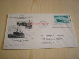 Honoring the Armed Services: Merchant Marine 1946 USA ensipäiväkuori FDC, WWII, 2. maailmansota