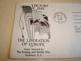 Victory Day May 8. 1945 USA ensipäiväkuori FDC, WWII, 2. maailmansota