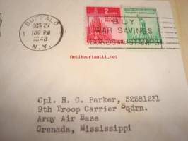 Plowshares Turned into Swords 1943 USA ensipäiväkuori FDC, WWII, 2. maailmansota, kahdella erilaisella postimerkillä