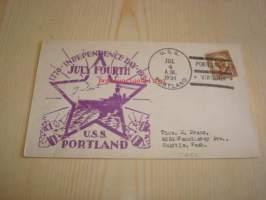 USA itsenäisyyspäivä Independence Day 1934 USA ensipäiväkuori FDC U.S.S. Portland