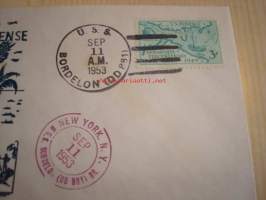 U.S.S. Bordelon 1953 USA ensipäiväkuori FDC