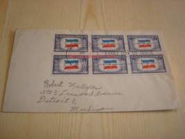 2. maailmansodan miehitetyt valtiot: Jugoslavia, 1943 USA ensipäiväkuori, WWII, Overrun Country, kuudella postimerkillä