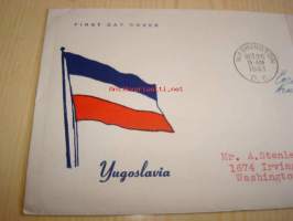 2. maailmansota, miehitetyt valtiot: Jugoslavia, 1943, USA ensipäiväkuori, WWII. Kuoressa Jugoslavian suurlähettilään Constantin Fotitchin nimikirjoitus,